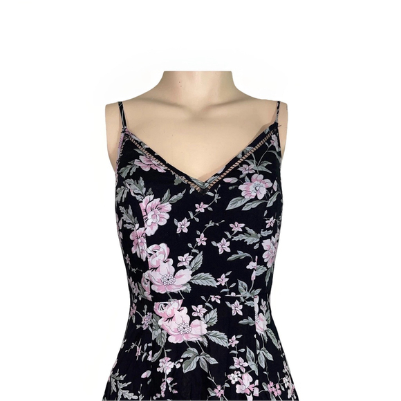 Lulus Esperanza Black Floral Print Midi Dress Small - Picture 4 of 9
